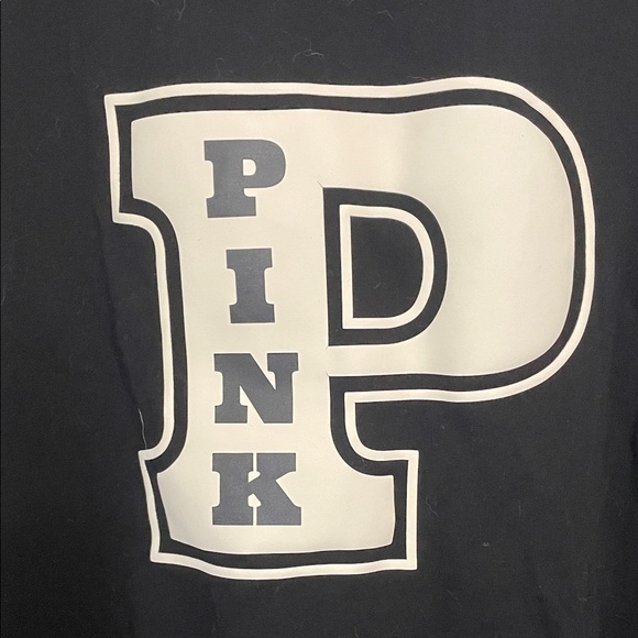 PINK Victoria's Secret Black Tee with Bold Logo SZ XL - Picture 2 of 4